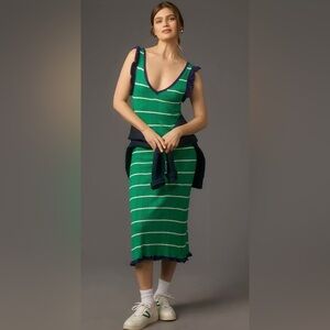 NWT Daily practice green striped sweater midi dress size small